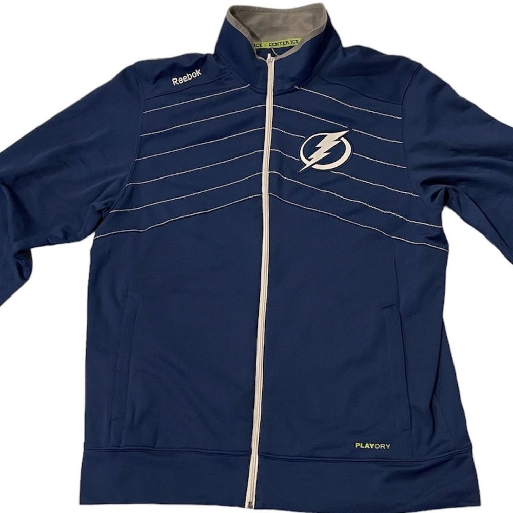 NHL Reebok Center Ice Tampa Bay Lightning PlayDry Performance Warm Up Jacket